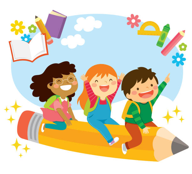 Kids riding a Pencil